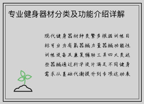 专业健身器材分类及功能介绍详解